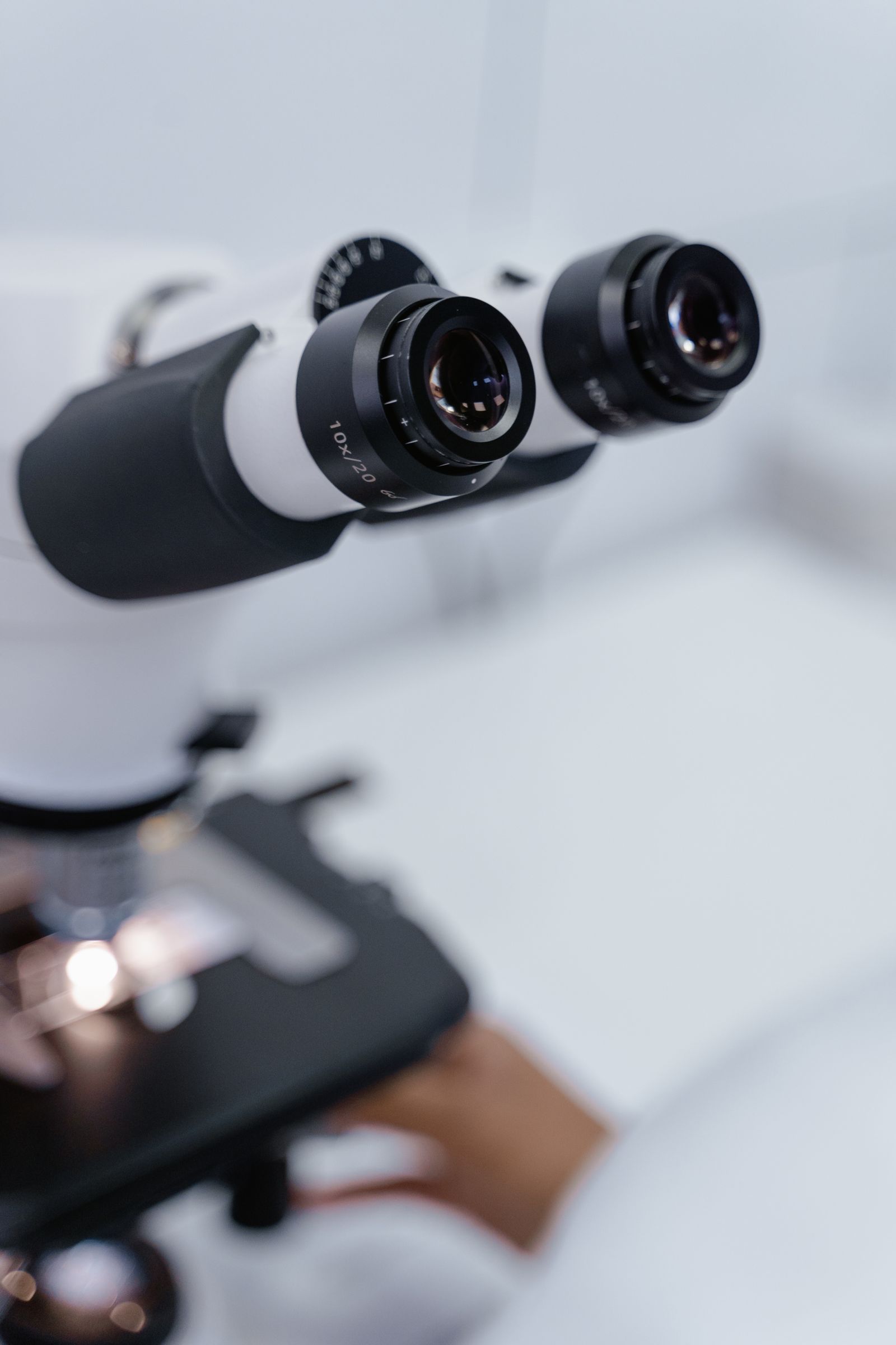 Close-up of a microscope lens